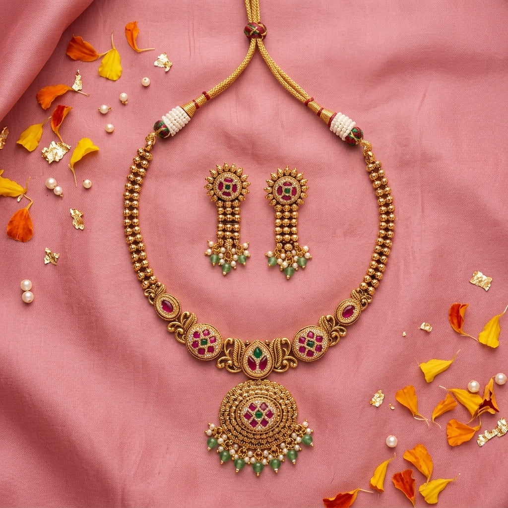 Multi Floral Cluster Necklace Set - Tabletop