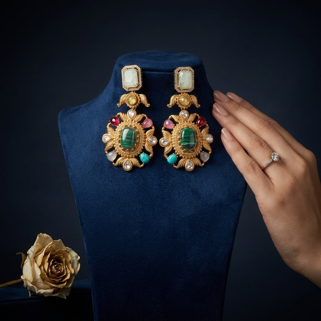 Multicolor Rajwadi Earrings - Mannequin