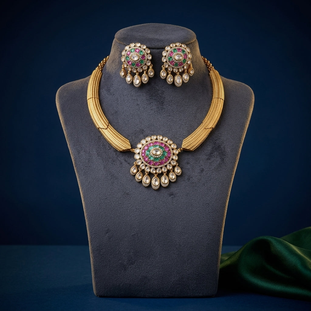 Multi Oval Cluster Necklace Set - Mannequin