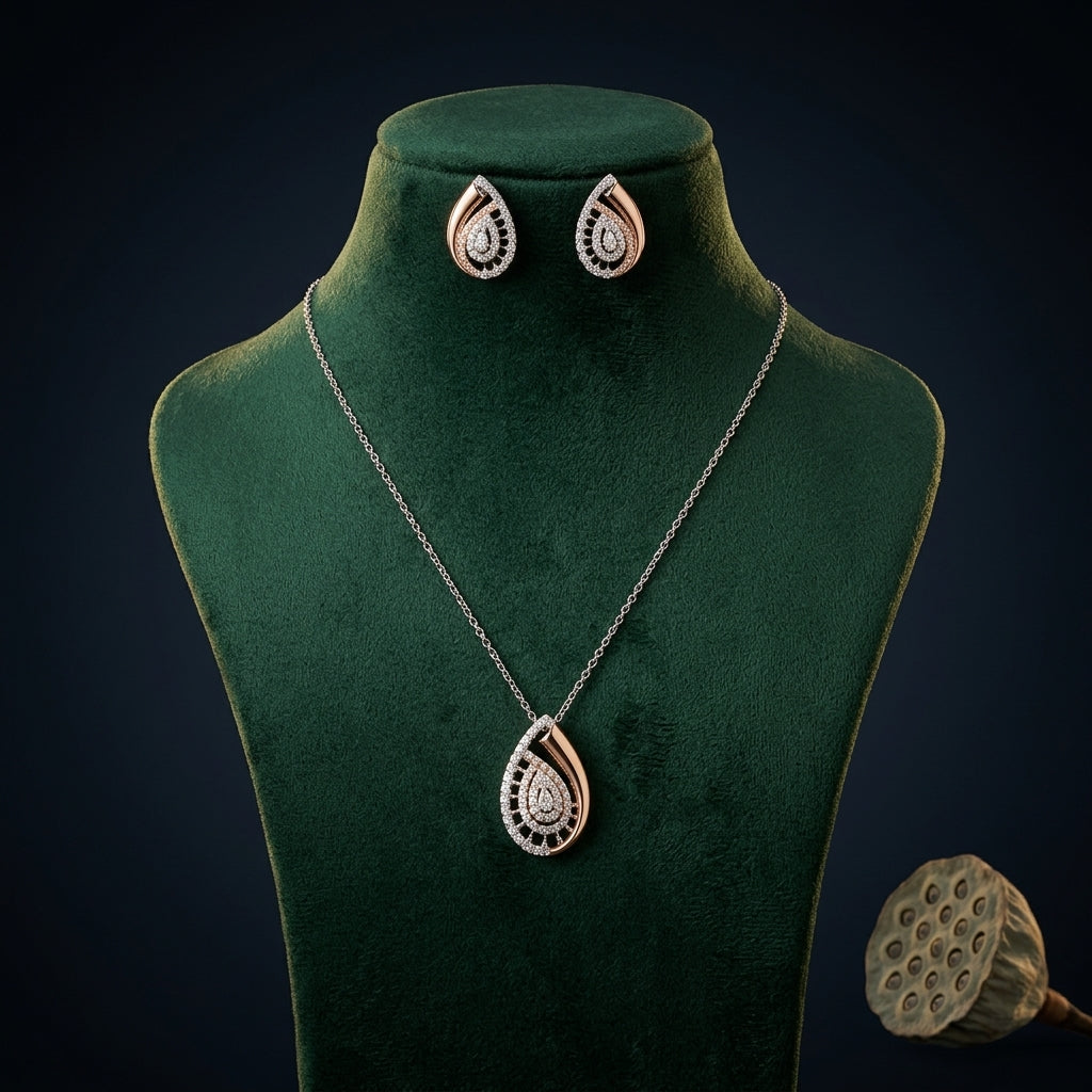 White Teardrop Cluster Pendant Set - Mannequin