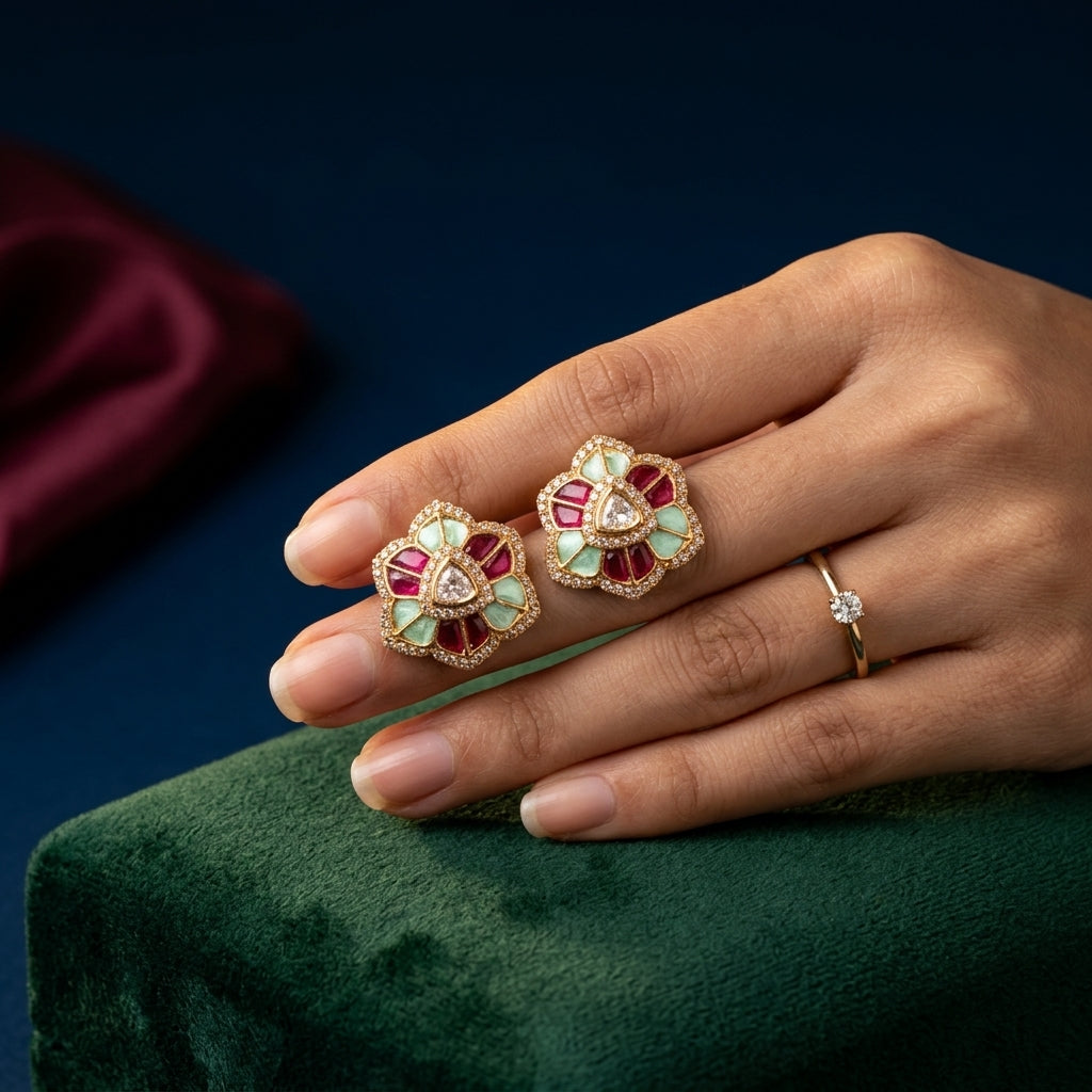 Multi Floral Cluster Earrings - Mannequin