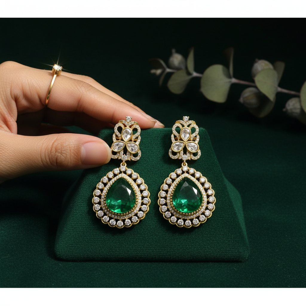 Green Floral Drop Earrings - Mannequin