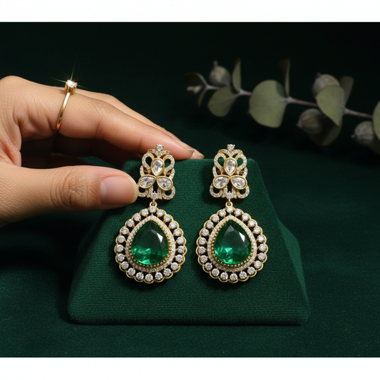 Green Floral Drop Earrings - Mannequin