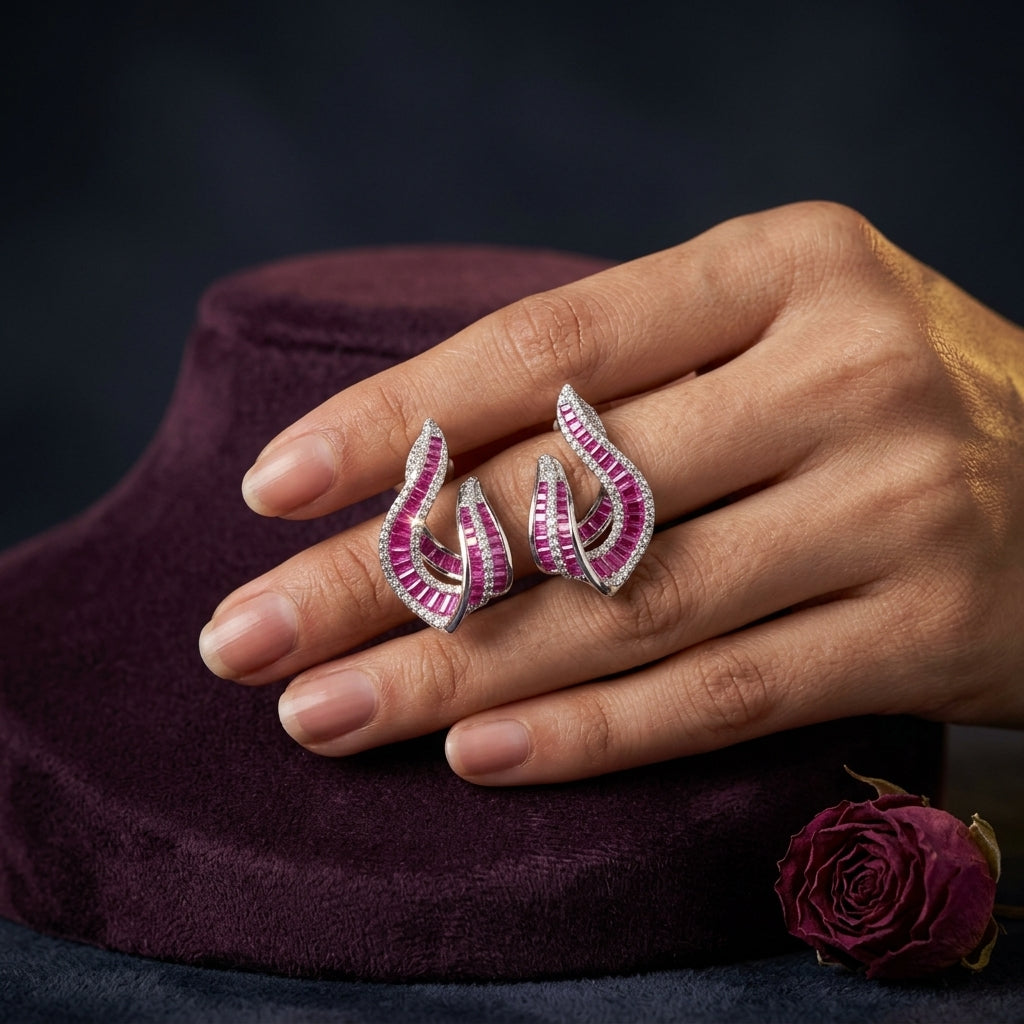 Ruby Wavy Baguette Earrings - Mannequin