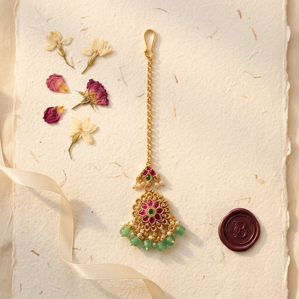 Multi Floral Cluster Maang Tikka - Tabletop