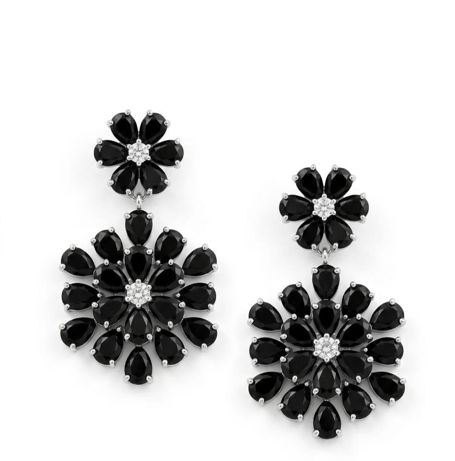Black Floral Earrings - Mannequin