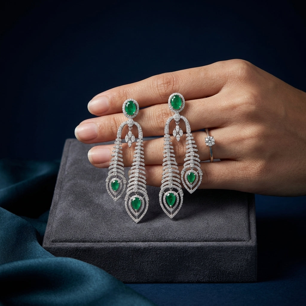 Green White Earrings - Mannequin