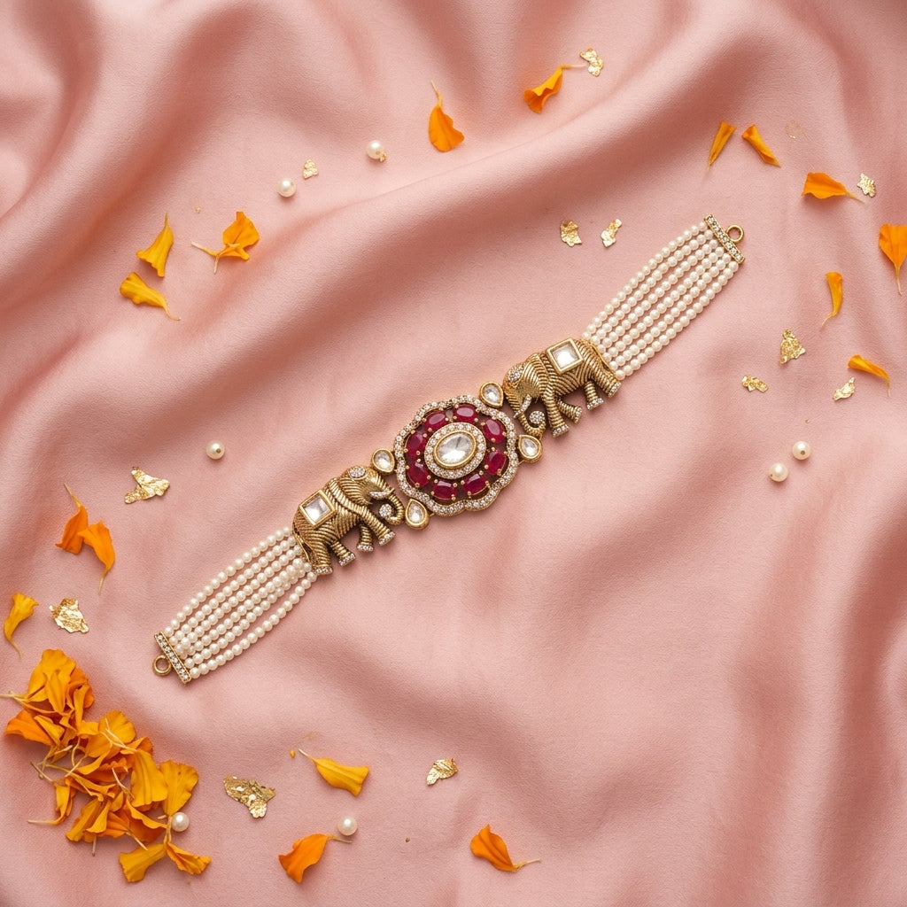 Ruby Elephant Temple Bracelet - Tabletop