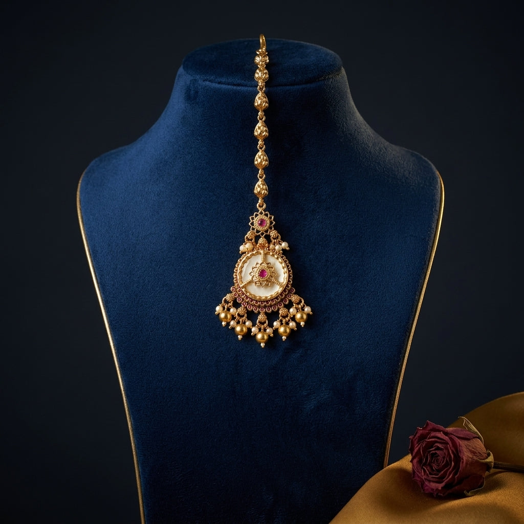 Multi Floral Pearl Maang Tikka - Mannequin