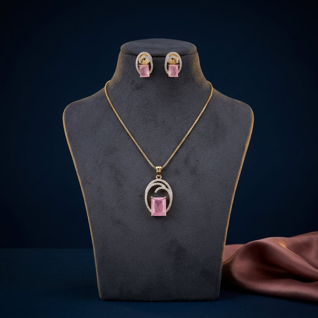 Pink Swirl Cluster Pendant Set - Mannequin