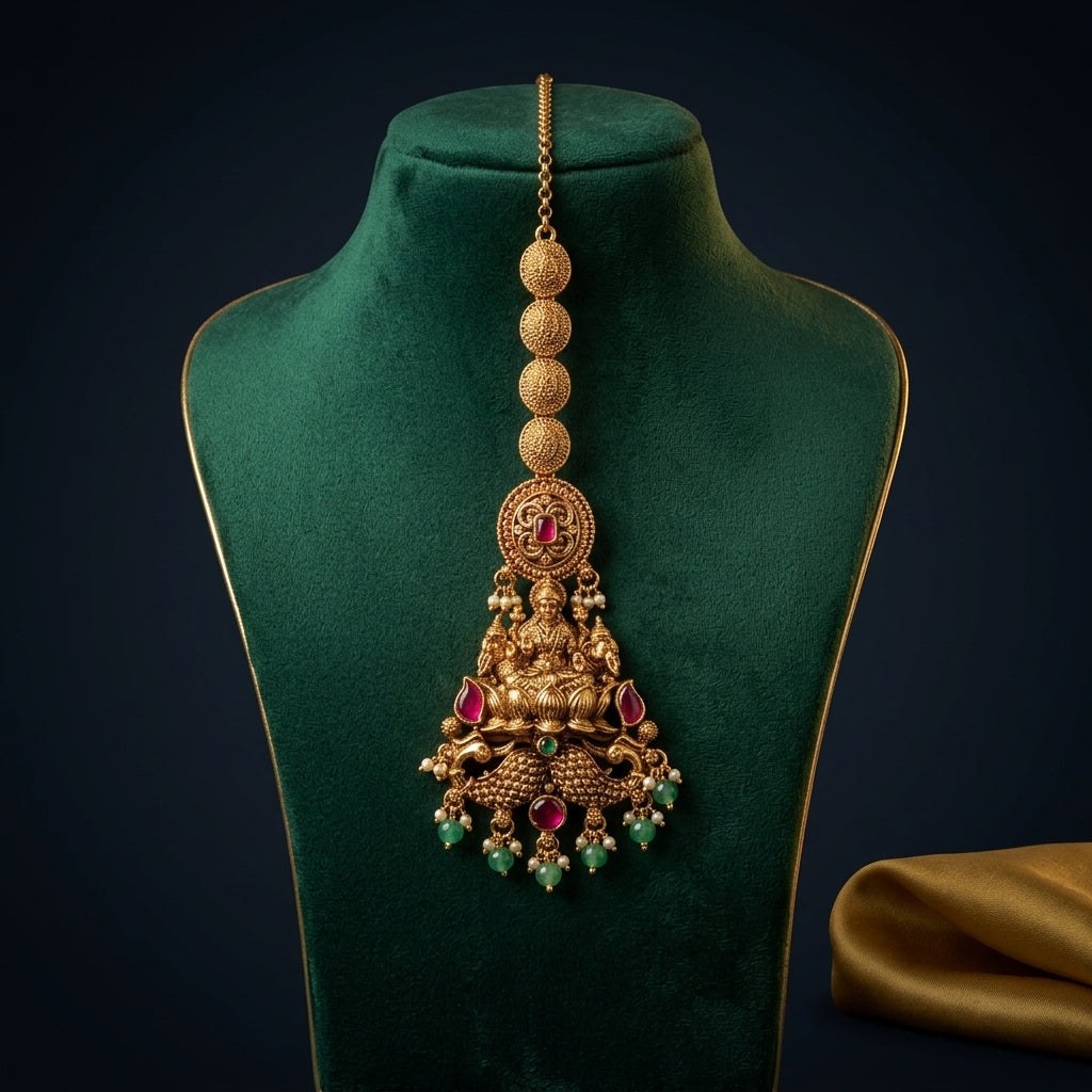 Multi Temple Lakshmi Lotus Maang Tikka - Mannequin