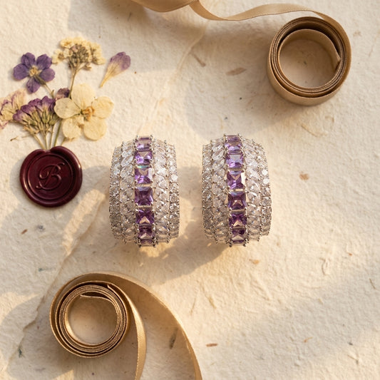 Purple Geometric Cluster Earrings - Tabletop