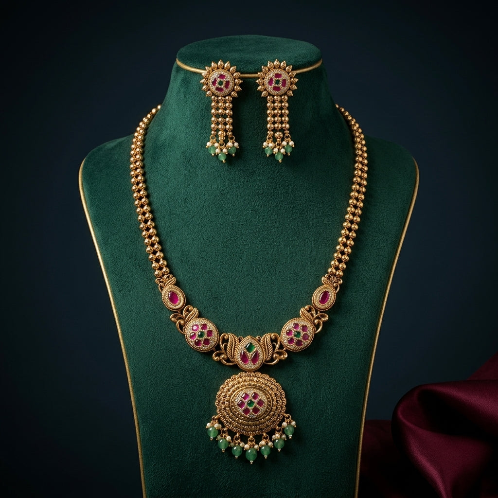 Multi Floral Cluster Necklace Set - Mannequin
