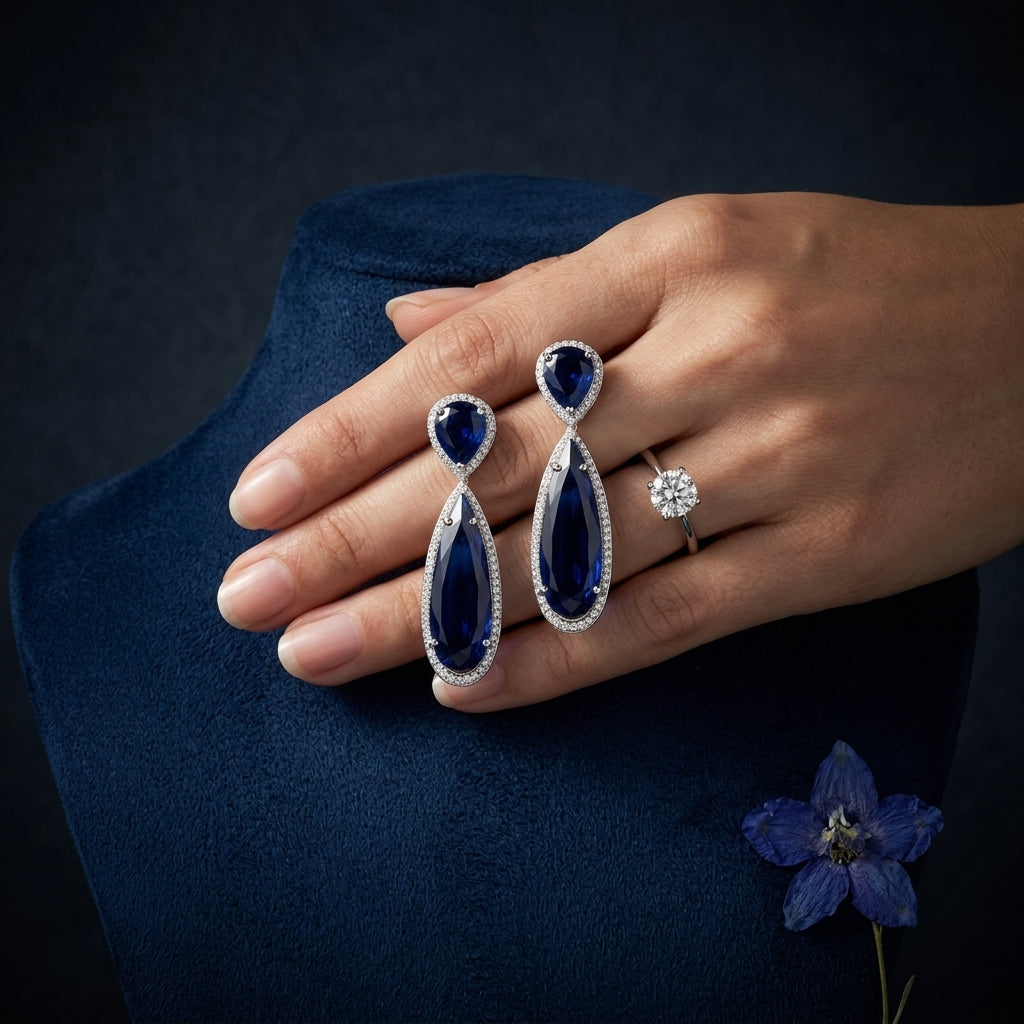 Blue Geometric Earrings - Mannequin