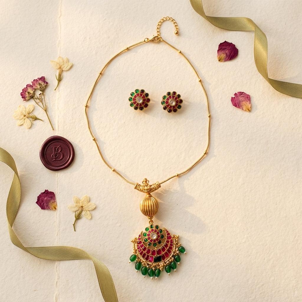 Multi Floral Crescent Necklace Set - Tabletop