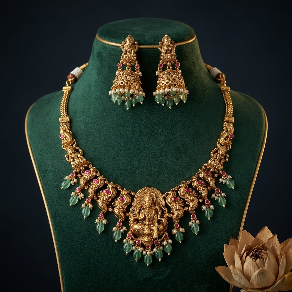 Ruby Temple Necklace Set - Mannequin