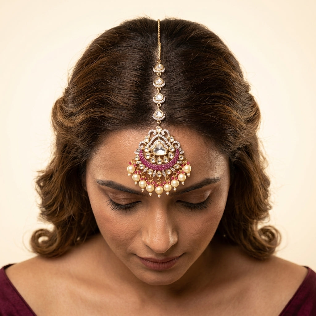 Multi Crescent Heart Cluster Maang Tikka - Model