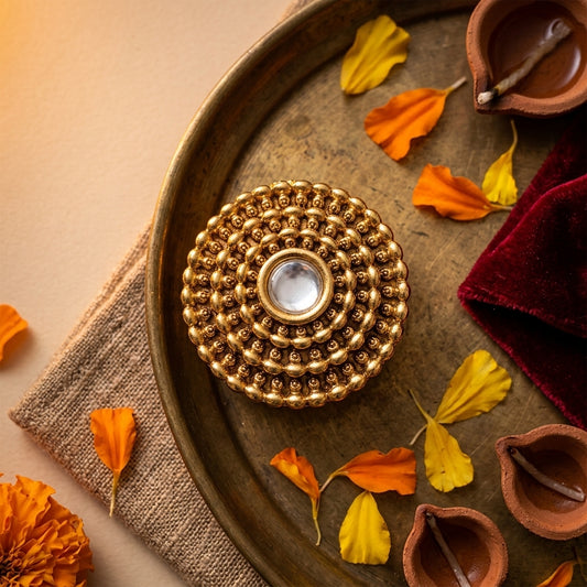 White Beaded Cluster Ring - Tabletop
