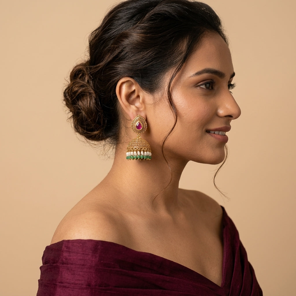 Multi Filigree Jhumka Pair - Model