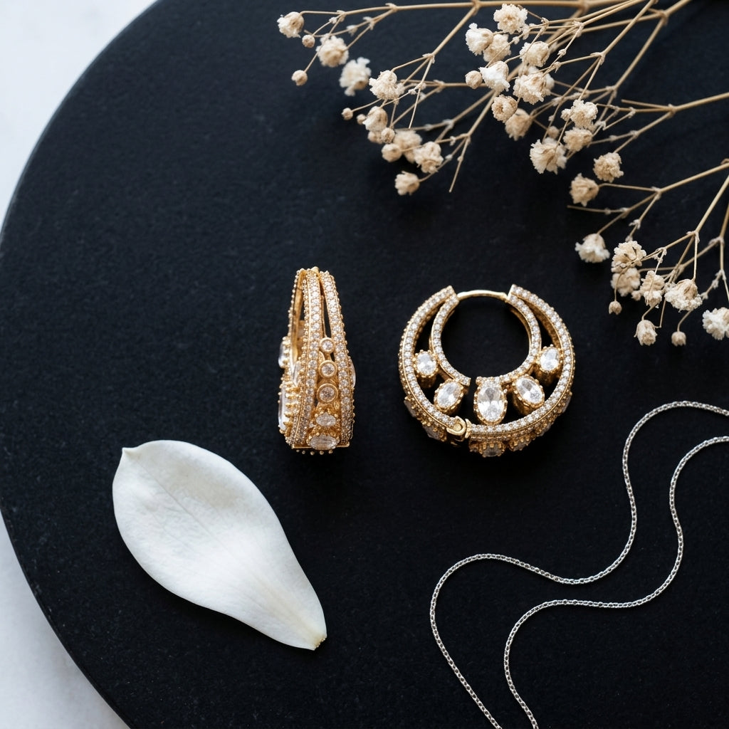 White Layered Crescent Earrings - Tabletop