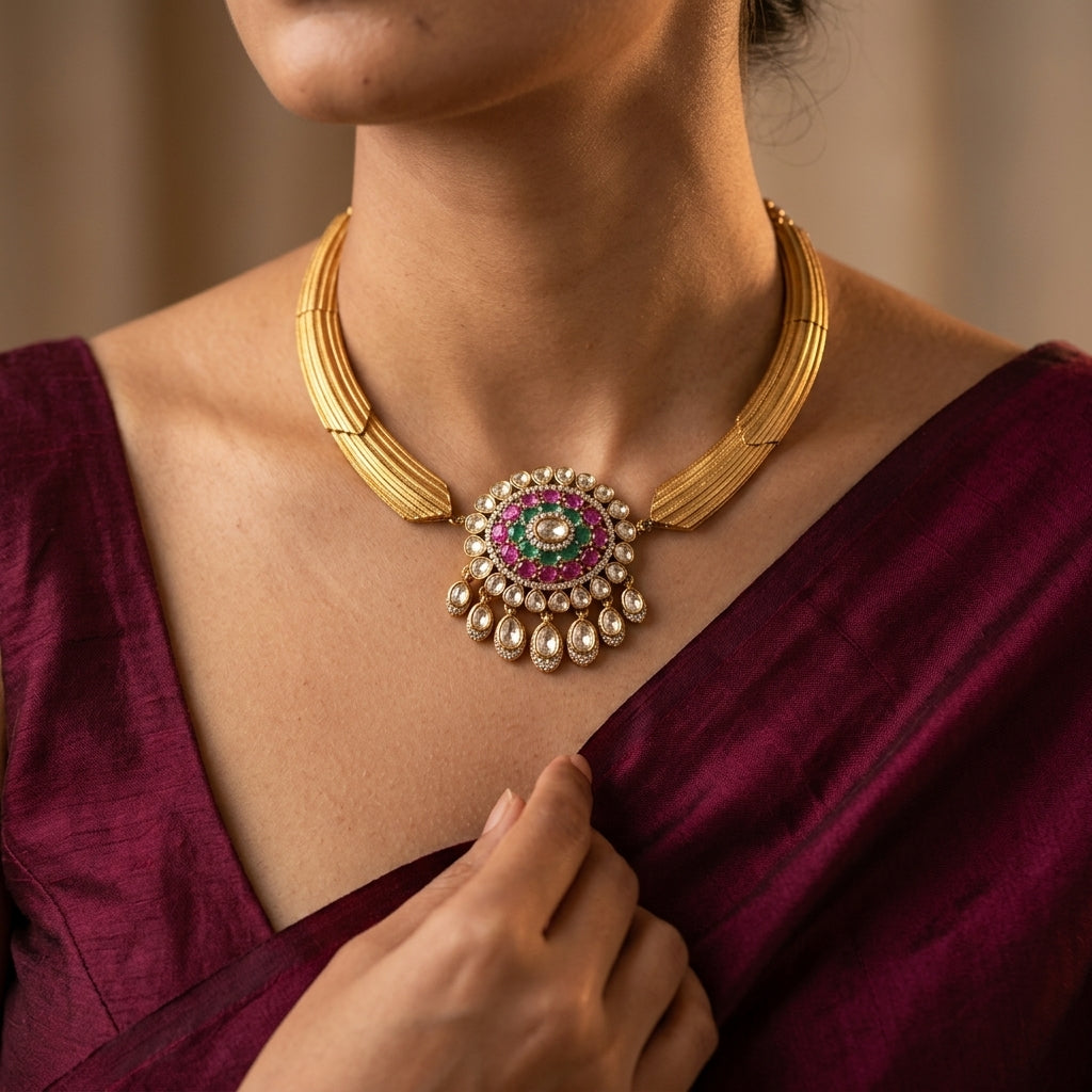Multi Oval Cluster Necklace Set - Model