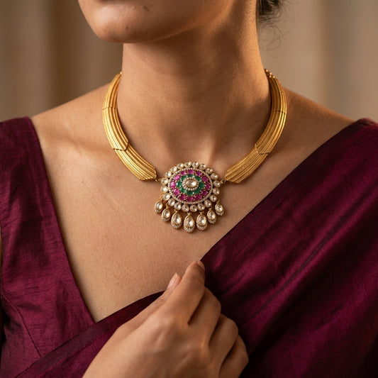 Multi Oval Cluster Necklace Set - Model