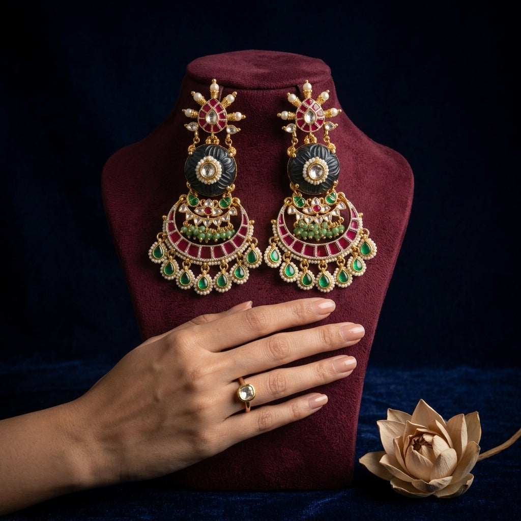Multi Heritage Kundan Earrings - Mannequin