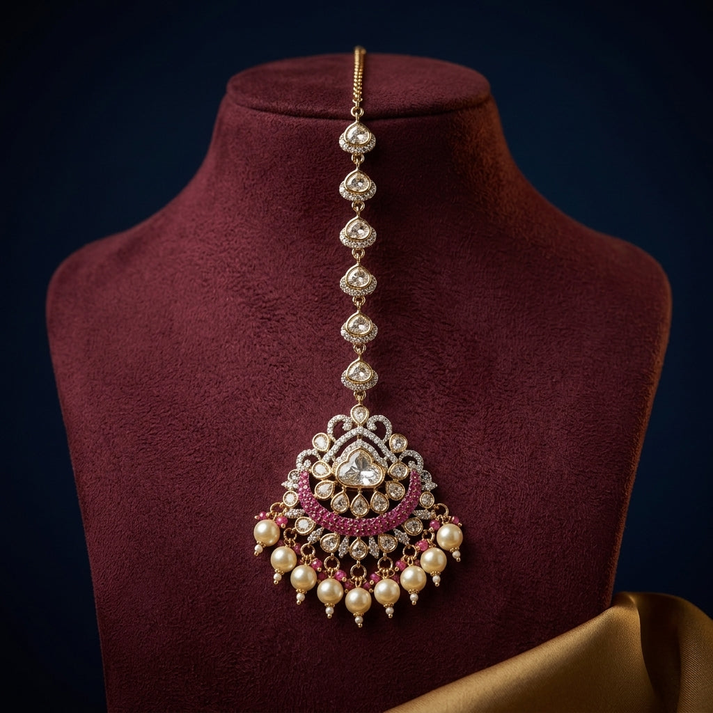 Multi Crescent Heart Cluster Maang Tikka - Mannequin