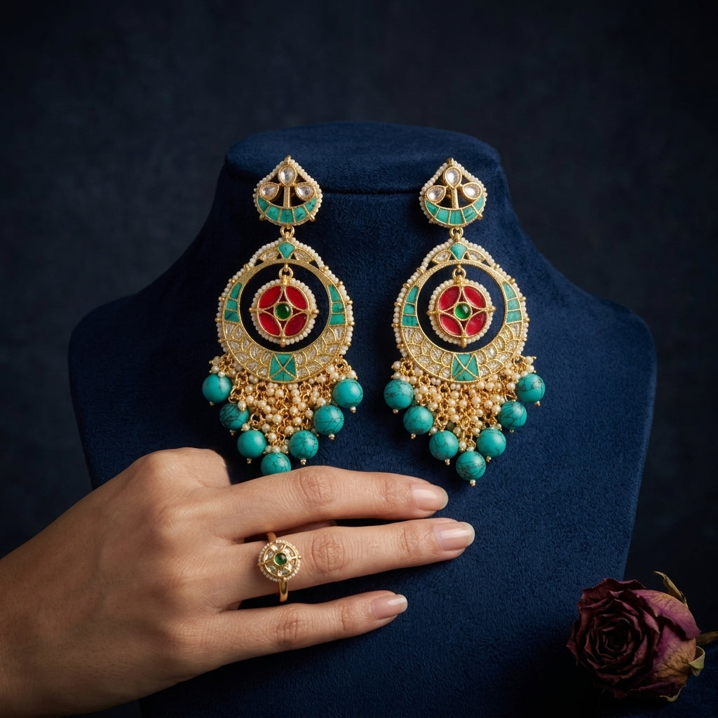 Multi Heritage Kundan Earrings - Mannequin