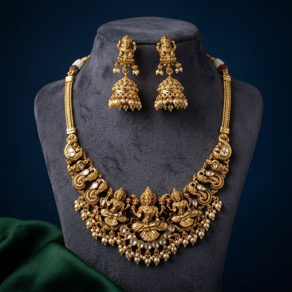 White Temple Goddess Necklace Set - Mannequin