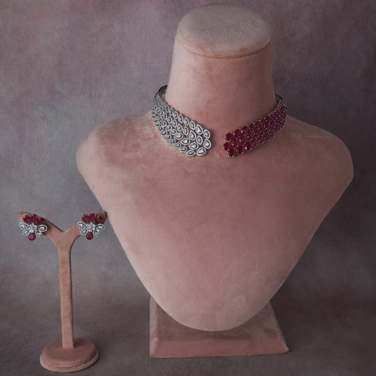 Dual-Tone Ruby & Diamond Choker Set