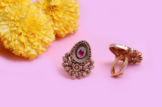 Elegant Antique Ruby Statement Ring