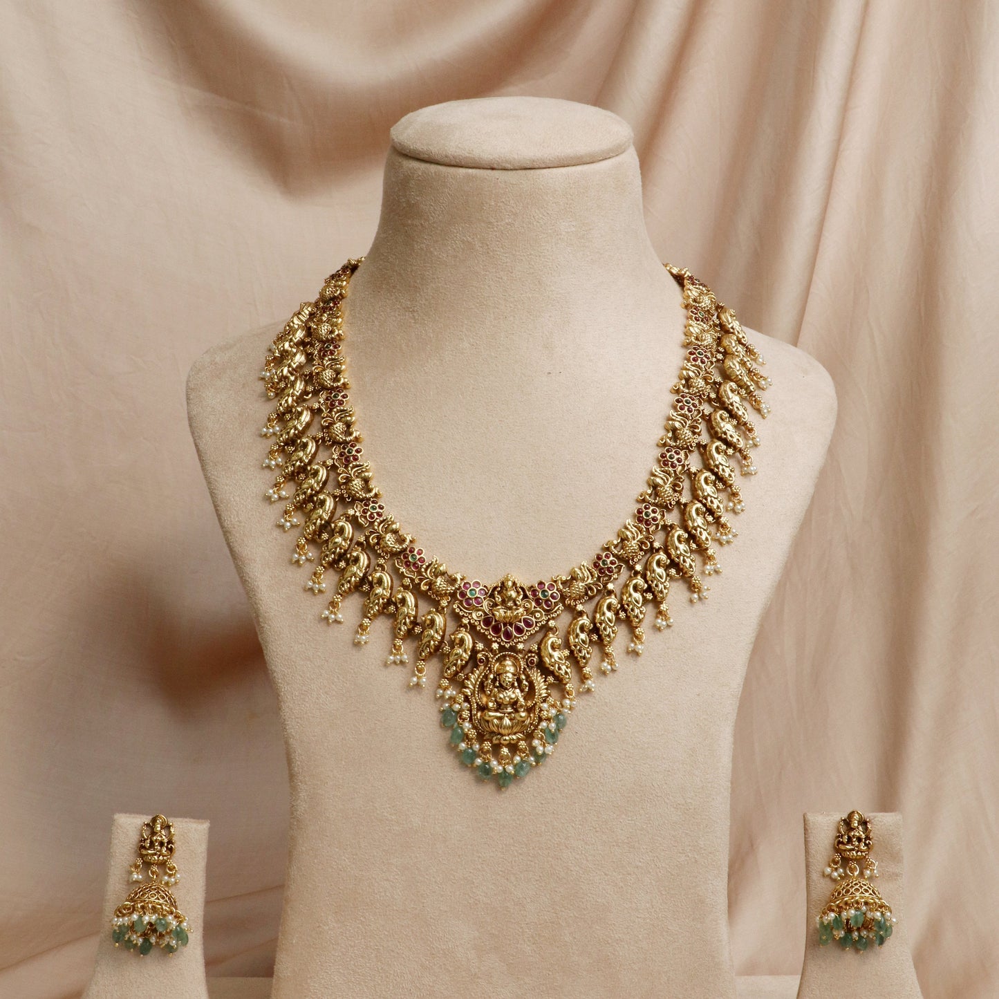 Antique Gold Lakshmi Necklace Set