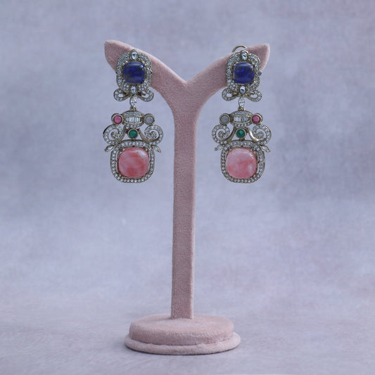 Indian Vintage Multi-Gem Statement Drop Earrings