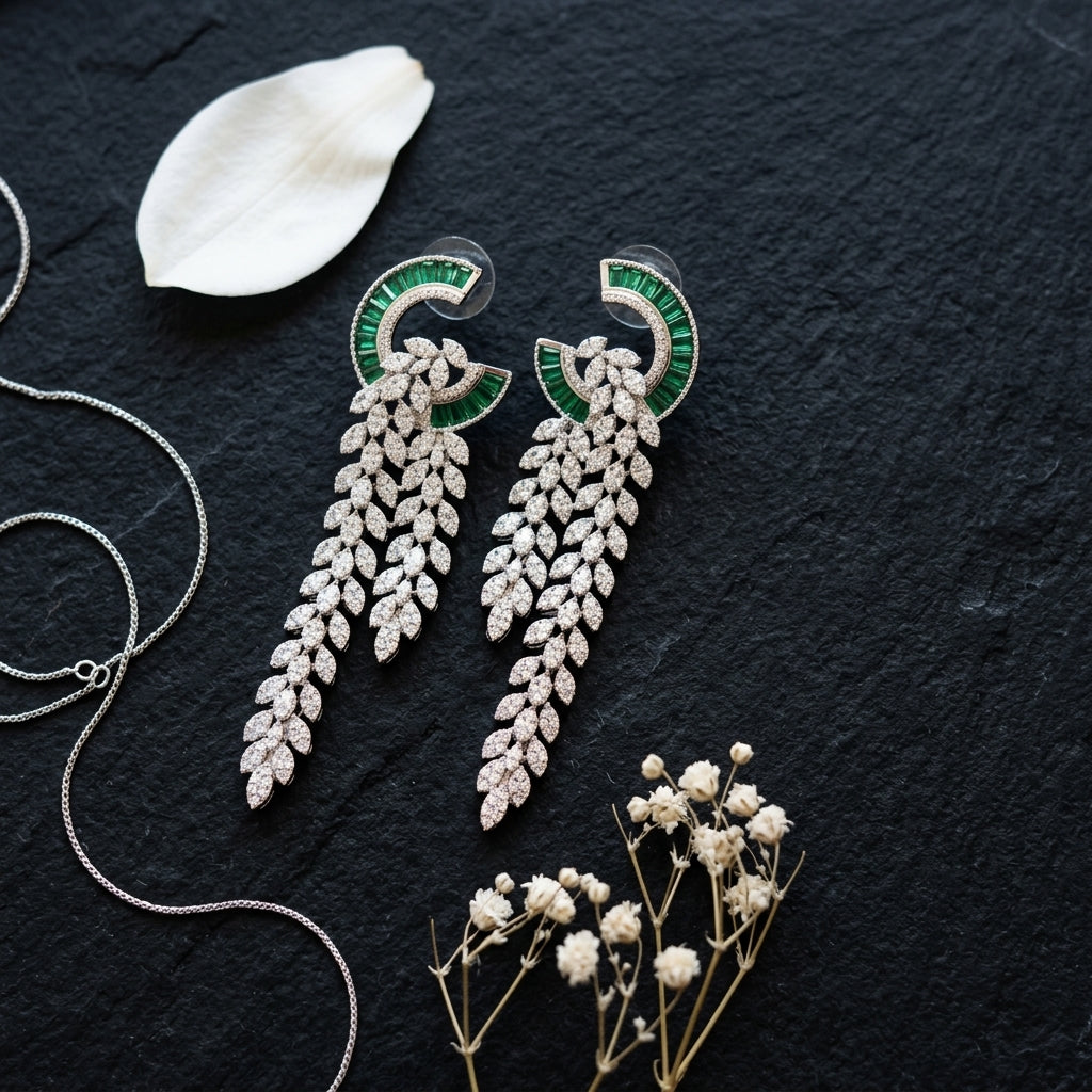Green Geometric Earrings - Tabletop