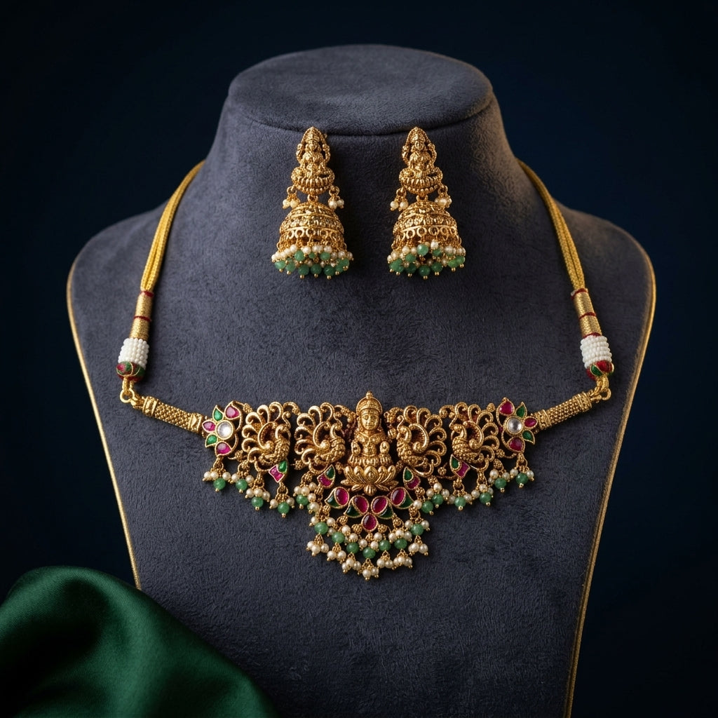 Multi Temple Floral Necklace Set - Mannequin