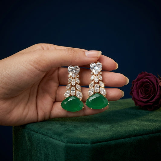 Green Stone Cluster Drop Earrings - Mannequin