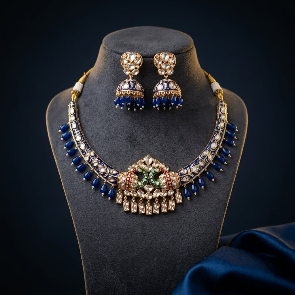 Gold Kundan Necklace Set - Mannequin