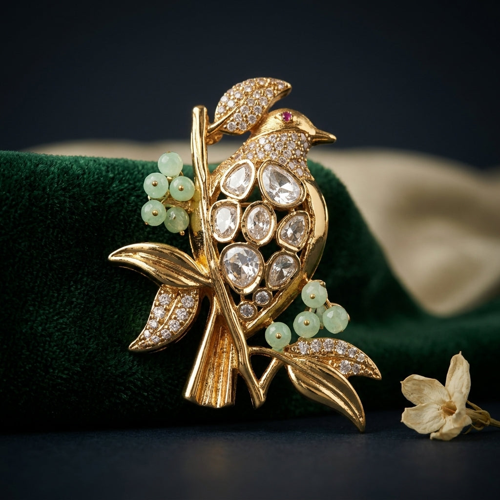 Gold Kundan Brooch - Mannequin