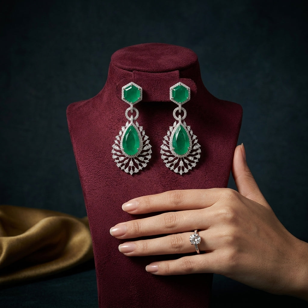 Green Floral Earrings - Mannequin