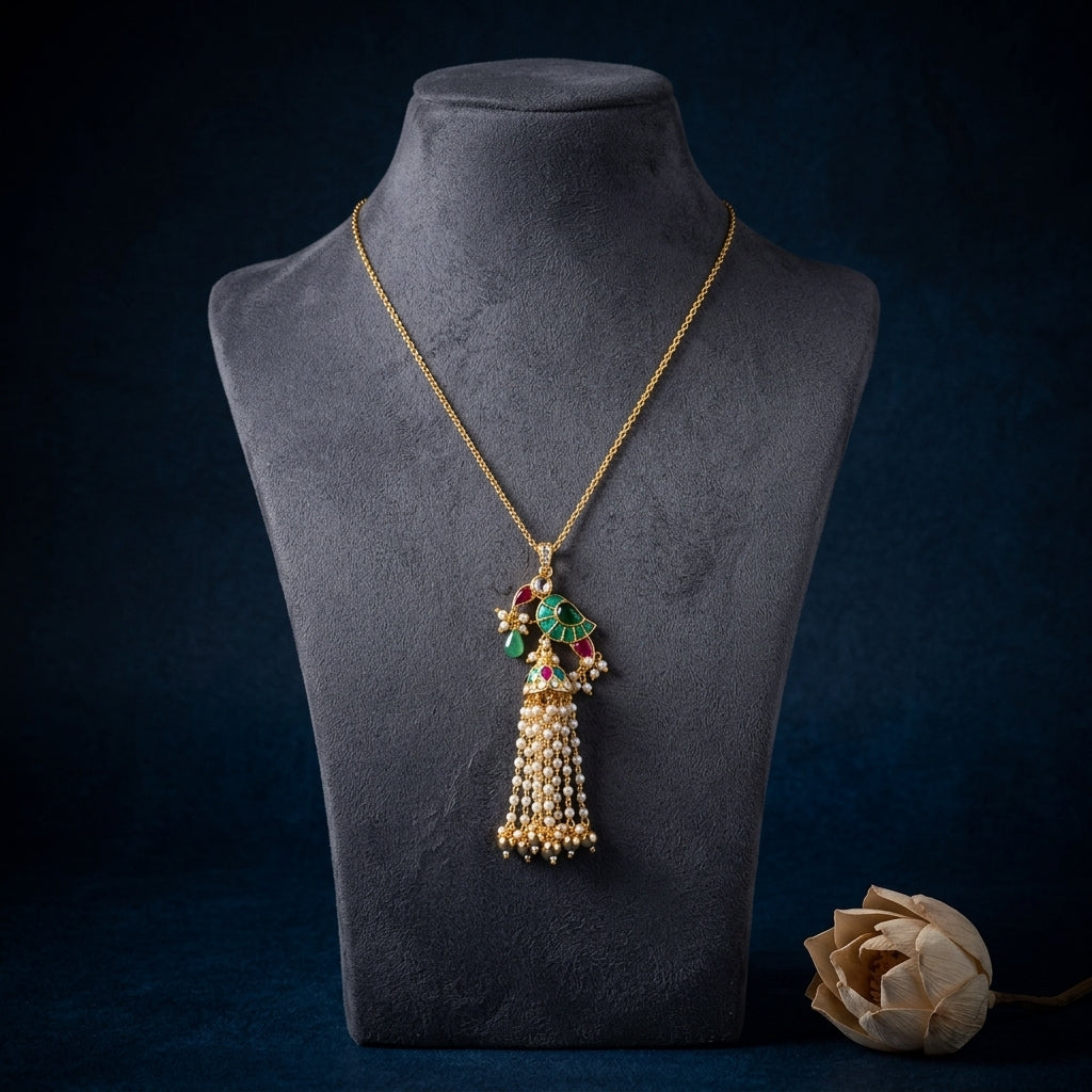 Multi Kundan Chain Pendant Set - Mannequin