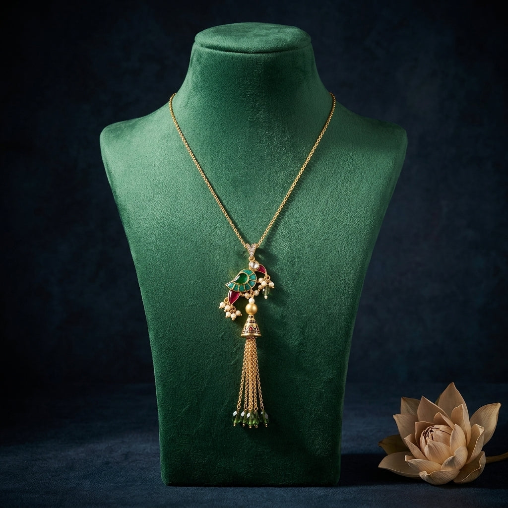 Multi Kundan Pendant Necklace Set - Mannequin