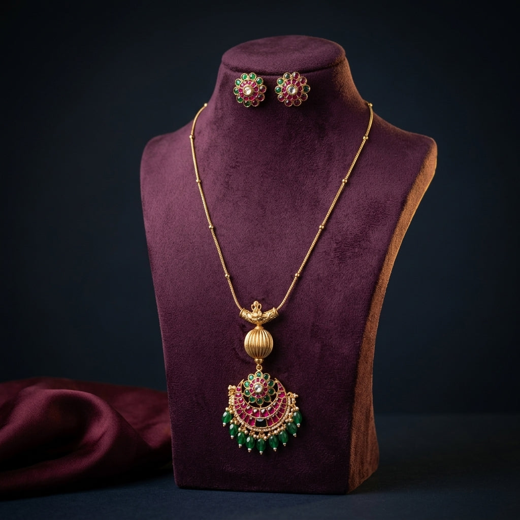 Multi Floral Crescent Necklace Set - Mannequin