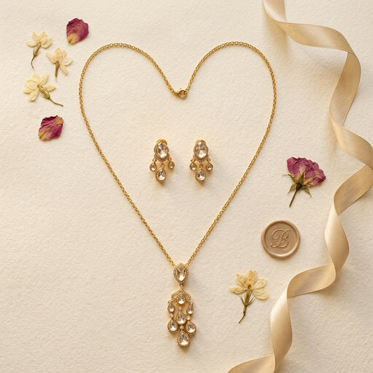 White Chandelier Cluster Necklace Set - Tabletop