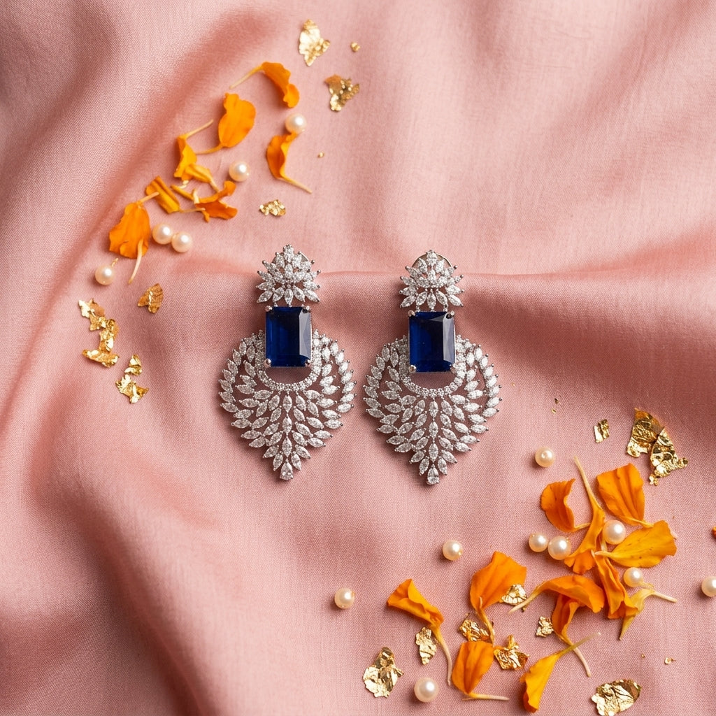 Blue AD Studded Earrings - Tabletop