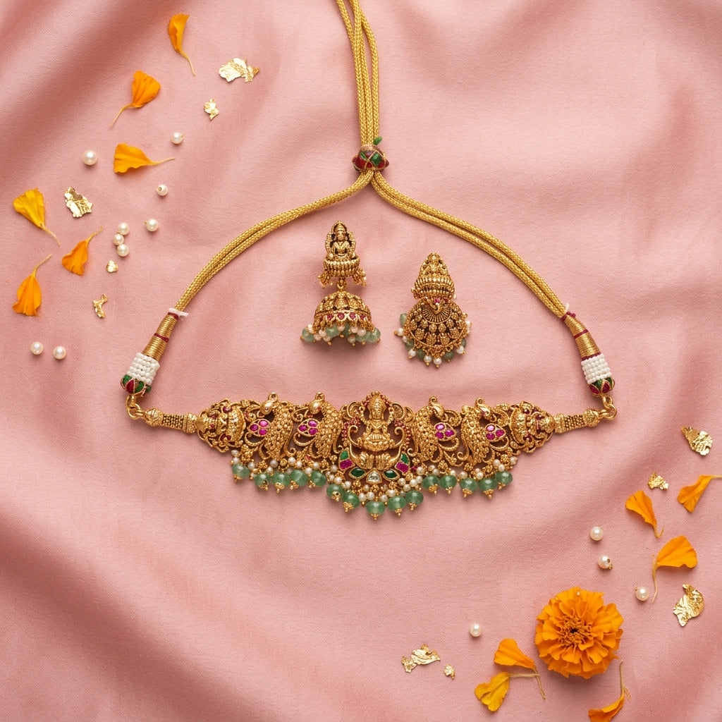 Multi Temple Peacock Necklace Set - Tabletop