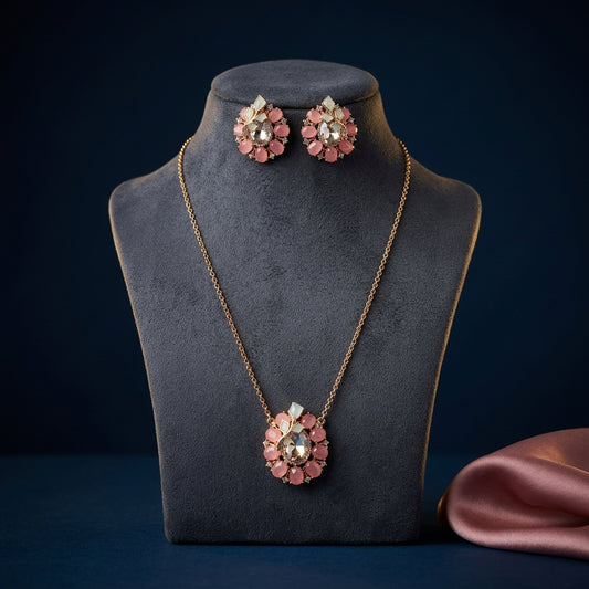 Multi Floral Cluster Necklace Set - Mannequin