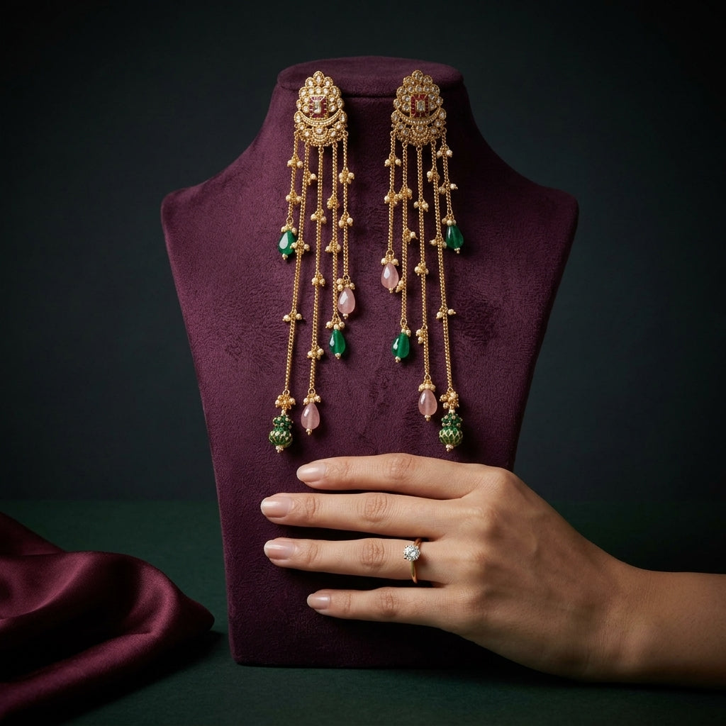Ruby Red Long Dangling Earrings - Mannequin