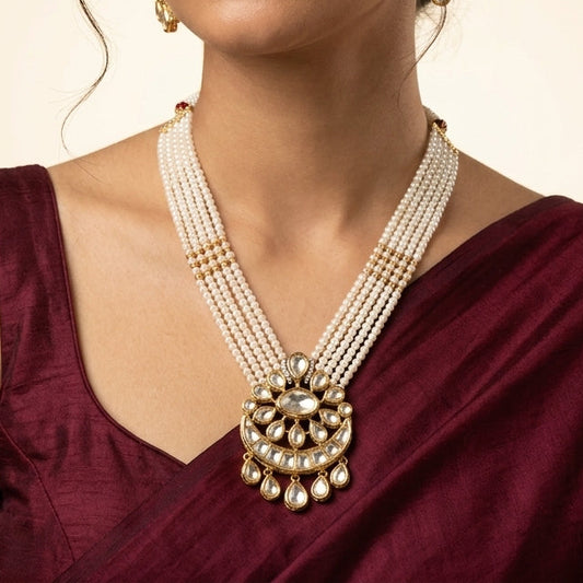 Pearl White Regal Necklace Set - Model