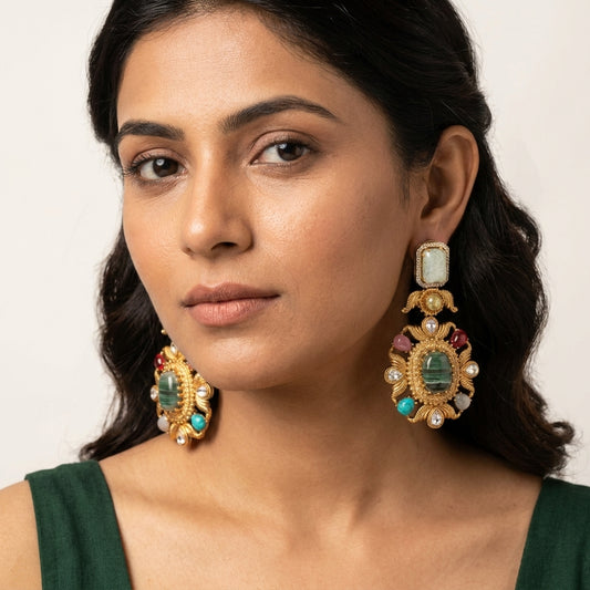 Multicolor Rajwadi Earrings - Model